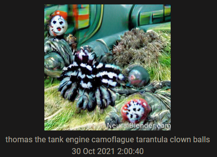 thomas the tank engine camoflague tarantula clown balls